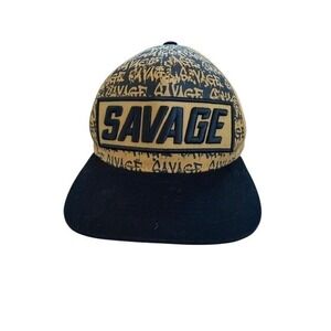 Top Level Savage Snapback Baseball Cap Hat Tan Black Graphic Logo One Size
